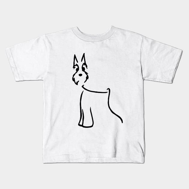 Cute Schnauzer line art Kids T-Shirt by Azul